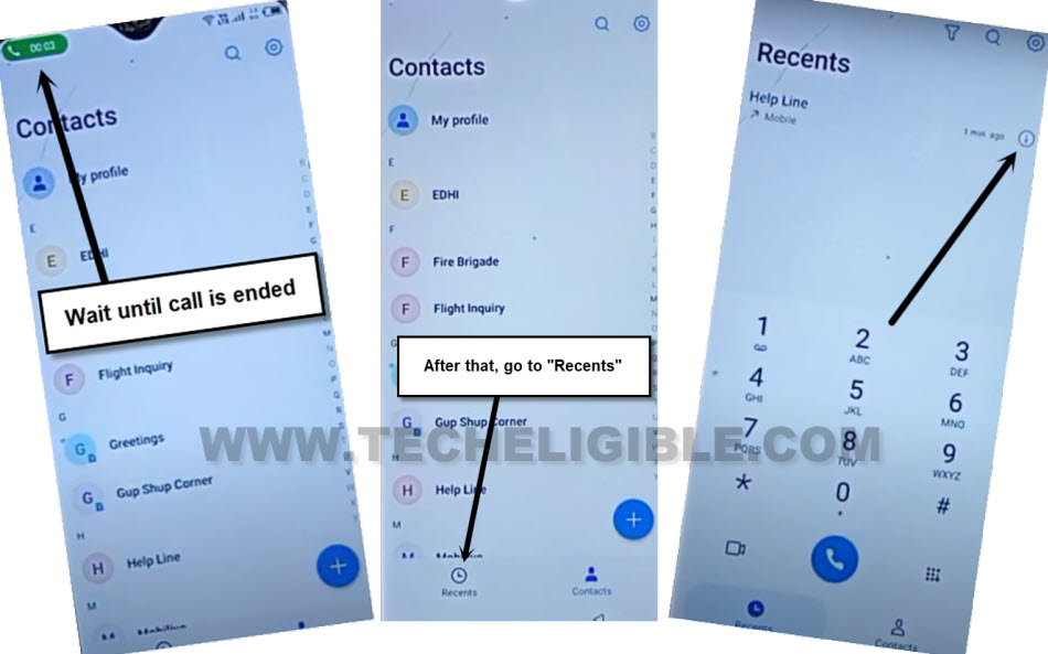 Call is disconnected and go to recents option to bypass frp account itel A58